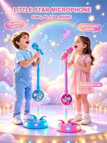 Standing Microphone Toy With Adjustable Height, Built-In Music, Realistic Microphone Design, Fun For Home Singing Performances, Party Talent Shows, Satisfying Singing Hobbies, Creating Fun Stages, Premium Creative Gift. Suitable For Halloween, Christmas, Thanksgiving And Back To School Gifts. - Multicolor - View 3