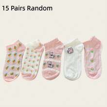 1/3/5/10 Pairs Elegant Floral Print Ankle Socks For Women, Non-Slip Breathable, Suitable For Spring & Summer - Pink - View 8