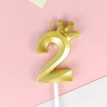 HIBIRTH 1件創意金色皇冠數字生日蠟燭蛋糕裝飾用品 生日週年慶祝派對烘焙插飾 - 查看 10