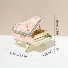 SUSUZUKU 1pc Metal Enamel Painted Piano Decor With Diamond, Small Promotional Gift, Creative Home Desktop Luxury Decor, Piano Home Decor, Earring And Ring Box - Piano - View 2
