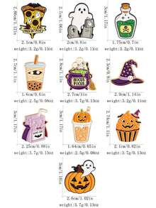 1pc Cute Halloween Brooch, Creative Little Ghost Pumpkin Paper Cup Pizza Alloy Badge Clothing Accessory, Backpack Jacket Decoration - Multicolor - View 3