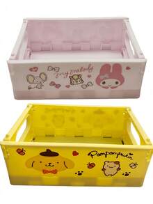 SANRIO Series Hello Kitty, My Melody, Kuromi, Cinnamoroll, Pom Pom Purin, Pochacc Series Foldable Desktop Storage Box, Multiple Styles Available, Portable, Leak-Proof, Also Suitable For Desktop Decoration, Foldable Desktop Display Stand, Suitable For Office, Camping - Multicolor - View 6