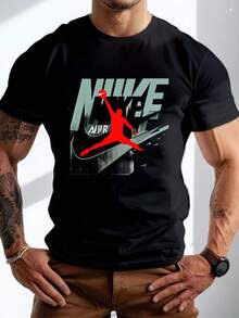 Men's Pure Cotton Short-Sleeved T-Shirt Casual Summer Crew Neck Basic Daily Wear Breathable Comfortable Top - 黑色 - 查看 6
