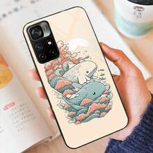 [24h Shipping From DE/FR/ES]Apple 17 16 15 Whale Wave Sea 02 Glass Phone Case For POCO F3 F4 F5 M3 M4 M5 M6 4G X3 X4 GT NFC Gift Idea Soft Silicone Printed Phone Case, Shockproof Protective Phone Cover, Aesthetic Present For Birthday Holiday Festival, Slim Anti-Drop Shell Gift For Women Men Compatible For IPhone - A - View 5