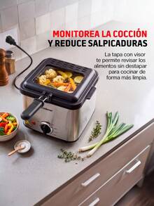 Redlemon 1.5L Compact Electric Deep Fryer, Removable Basket And Lid With Window - US A Type Plug(110-127V) - View 5