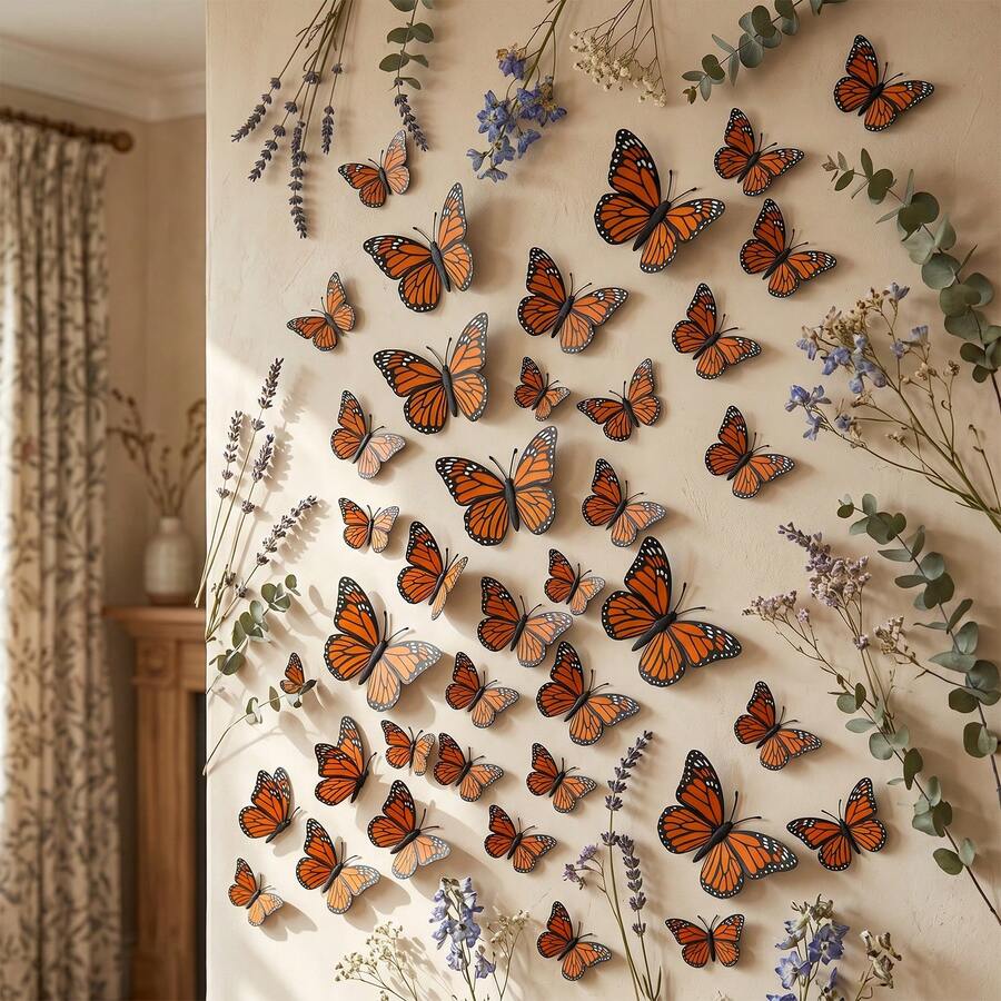 60pcs 3D Butterfly Decorative Stickers For Home And Party Decor - Butterfly - View 1