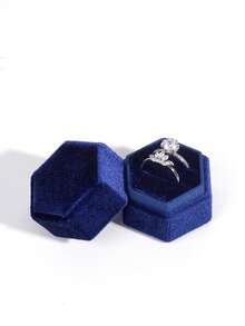 1 Elegant Hexagon Velvet Ring Display Box, White Engagement And Wedding Set Keepsake Box, Double Slot Ring Organizer, Valentine's Day Gift - Jewelry Box - View 11