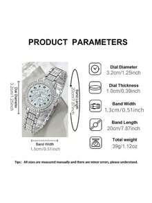 Women's Sparkling Rhinestone Watch, Silver Metal Chain Strap, Delicate Cherry Blossom Floral Dial Analog Wristwatch, Suitable For Daily, Party, Date - A - View 5