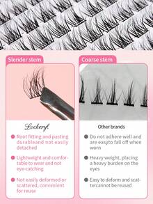 Lvcheryl 100 Clusters Fluffy Messy Eyelash Extensions, Individual DIY Lash Clusters, Natural Daily Use,Black & Brown Color Beginner-Friendly Messy Cluster Lashes,Natural Look Fake Eyelashes - C - View 8