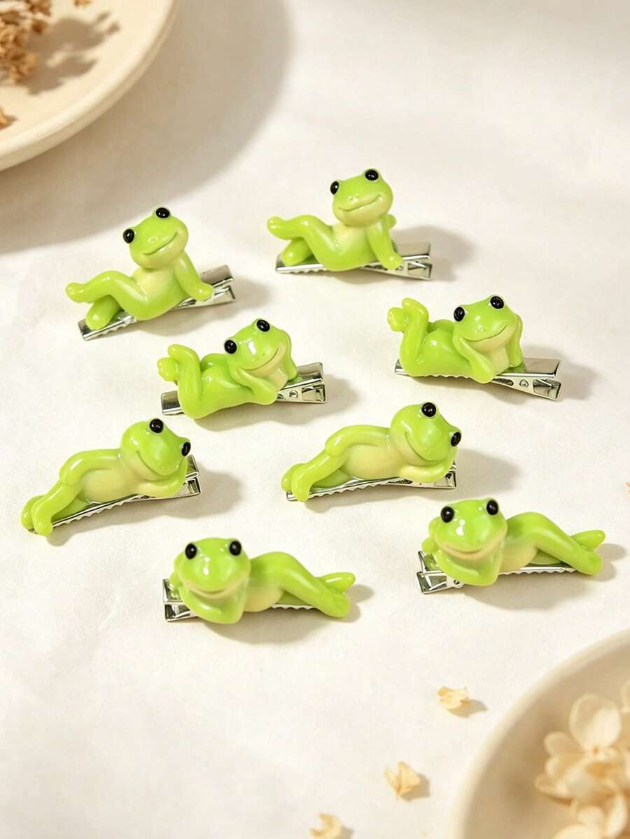 2pcs Cute Cartoon Frog Hair Clips For Women, Funny Hair Accessories, Suitable For Daily Use, Gift Choice - Multicolor - View 1