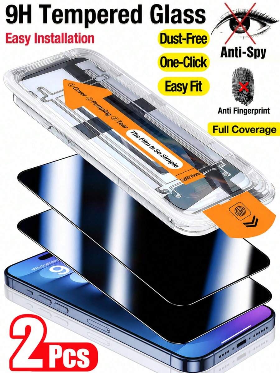 CASECOPS 2-Pack 17 Pro Max Privacy Screen Protector Auto-Alignment Kit, 9H Hardness Shatterproof Tempered Glass Film, Ultra-Fast Installation, Dust-Proof Design, Tempered Glass Screen Protector, Includes Installation Tool Kit, 9H Hardness, Scratch-Resistant, Full Coverage Protection, Compatible With IPhone 17 Pro Max/17 Pro/17 Air/17/16 Pro Max/16 Plus/15 Pro Max/14/13/12/11 Series, Bubble-Free, Dust-Free