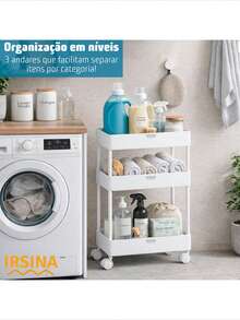 Carrinho Organizador Estreito 3 Andares Multiuso com Rodinhas - IRSINA - Branco - Visão 4