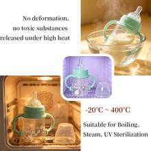 1件/2件裝玻璃嬰兒奶瓶，耐熱至400°C，可高溫殺菌，矽膠奶嘴，防脹氣，重力球吸管，180ml/280ml，適合6個月及以上嬰兒 - 彩色 - 查看 6