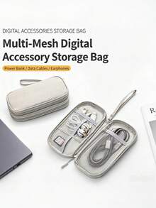New Creative Portable Power Cable Organizer Bag, USB Flash Drive And Earphone Storage Pouch, Portable Design, Multi-Layer Data Cable Organizer Bag, Suitable For Travel, Business Trip, Office, Study And More - A - View 3