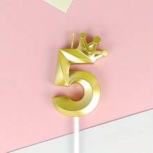 HIBIRTH 1件創意金色皇冠數字生日蠟燭蛋糕裝飾用品 生日週年慶祝派對烘焙插飾 - 查看 19