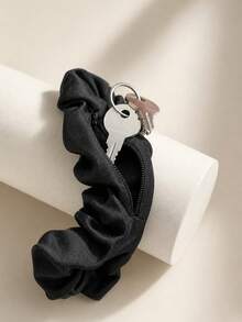 2pcs/1pc Velvet Scrunchies With Hidden Pocket, Multi-Functional Hair Accessories Storage Bag, Elastic Hair Ties With Zipper Compartment To Store Coins And Small Items - Multicolor - View 11