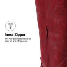 Botas Vaqueras para mujer, Cowboy Boots para Dama con Punta Puntiaguda - Rojo - Ver 10