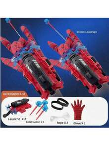 1pc Red Spider Web Toy Kit, Soft Suction Cup, Children's Spider Web Toy, Wrist Toy Kit, Pop-Up Toy Ata, Superhero Role Play Game, Wearable Canvas Glove, Spider Line Game, Grip Game, Exciting Launch Game, Spider Web Launcher Game - Multicolor - View 3