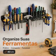 Suporte de Parede Metal para Ferramentas Organizador Multiuso de Garagem Oficina Pratico Resistente | Suporte para alicates, alicates, martelo, espátulas. - Preto - Visão 1