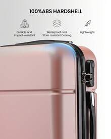 Leichter 20 Zoll Kabinenkoffer ABS Hartschale mit TSA Zahlenschloss & 360° Doppel-Spinnerrädern, 33 Liter robuster wasserdichter Reisetrolley (55x40x20 cm) für Geschäftsreisen - Handgepäck geeignet nach Größe - Nackt - Übersicht 5