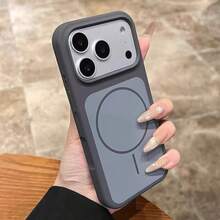 Original Liquid Silicone Magnetic Phone Case Compatible With IPhone 18 Pro Max 17 16 15 14 13 Wireless Charging Protective Cover - Grey - View 4