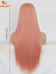 Pink Straight Wig – Free Part, HD Transparent Lace Front, Pre-Plucked Natural Hairline, Heat-Resistant Synthetic Fiber – For Parties, Cosplay, And Stage Performances - Baby Pink - View 2