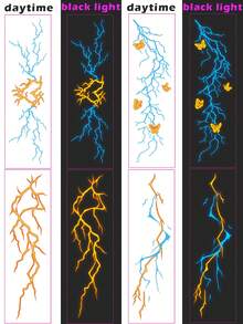 STARTTOOS 4PCS Glow-In-The-Dark 3-Color Lightning Butterfly Pattern Fluorescent Decorative Temporary Tattoo Stickers, Waterproof For Arm, Shoulder, Neck, Collarbone, EDM Festival, Halloween DIY Party Gift - Multicolor - View 7