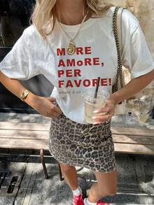 Casual Printed T-Shirt For Women, Short Sleeve Crew Neck Graphic Pattern, Spring Summer Autumn Wear, Local Shipping - 白色 - 查看 5