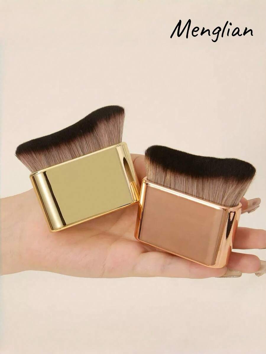 Body Makeup Brush, Large Kabuki Brush For Self Tanner, Body Bronzer, Foundation & Contour, Soft Dense Bristles Face And Leg Makeup Brush, Portable Beauty Tool - Gold - View 1