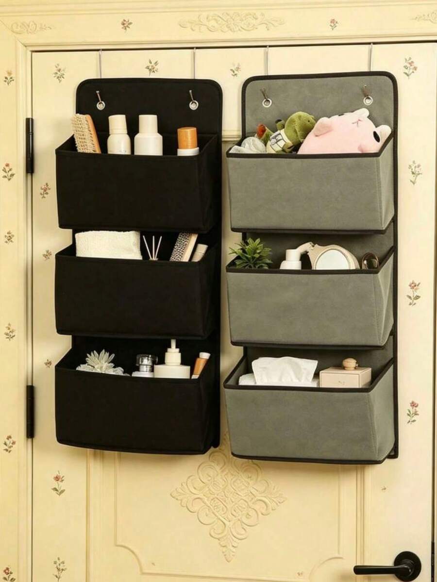 1pc 3-Tier M Size Hanging Storage Bag, Multiple Sizes Available, Includes Metal Hook, Foldable, Suitable For Dorm Bedside Hanging Storage, Used For Storing Underwear And Toys - Multicolor - View 1