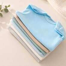 kit 6 peças body bebe canelado liso menino menina infantil - masculino - Visão 3