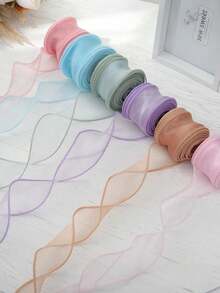 Translucent Organza Rolled Edge Ribbon, Suitable For Gift Wrapping, Cake Decoration, Wedding, DIY Bows And Satin Ribbons, Used For Holiday Party Decoration And Home Decor - Gold - Multi-color - View 8