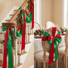 Classic Christmas Red Green Width Satin Ribbon Party Banner Making 5Meters/Roll 10cm Width Satin Ribbon Wedding Chair Car Party Decoration Handmade Sewing DIY Accessories - 10cm-5m - View 6