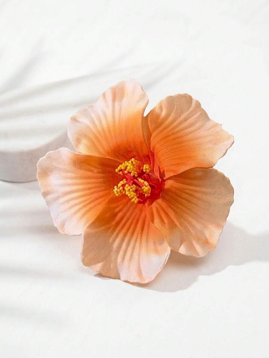 1件夏威夷木槿花髮夾，優雅波希米亞風布製髮簪，適合女性，海灘度假與派對飾品
