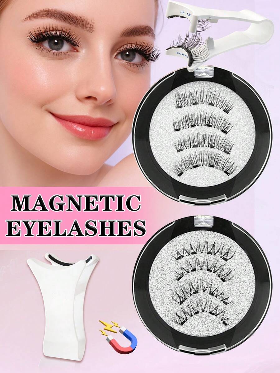 Waloshow Magnetic Eyelashes Set - Natural & Realistic, No Glue Or Eyeliner Needed, Lightweight & Reusable, Comes With Tweezer For Easy Application. Fake Eyelashes, Lashes, False Eyelashes