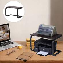 2-TierPrinter Stand With Two Hooks, Microwave Oven Rack,Expandable Stand, Office Fax Machine Desktop Organizer, Monitor Stand, Desktop Storage Rack For Home Office, Copier - A - View 3