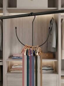 1pc U-Shaped Multi-Function Belt Storage Rack, Stainless Steel Solid Metal Plated Sorting Rack, Tie & Scarf Hanging Rack, Suitable For Ties, Scarves, Vests, Hats, Bras, Shoes Storage Hooks, Also A Perfect Gift For Colleagues, Friends And Family - Black - View 1