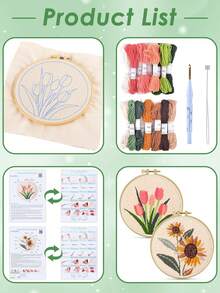 1 Set Adult & Beginner Embroidery Kit, DIY Simple Floral Embroidery Set, Suitable For Beginners, Handmade Art Craft, Handmade Floral Wall Hanging Set, Beginner Embroidery Room Decor Set, Suitable For Home Decor, Holiday Gift - Multiple Styles - View 4