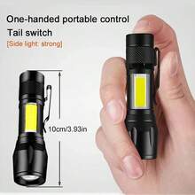 1PC Rechargeable 3 Brightness Modes Zoomable LED Flashlight With USB Charging Cable & Protective Storage Box - Portable Torch For Camping Patio Emergency Power Outage - Flashlight - View 6