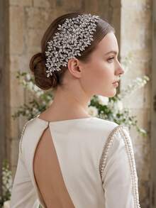1 buah Sisir Rambut Rhinestone Buatan Tangan yang Indah, Bando Pengantin, Aksesori Pernikahan, Pesta Perayaan, Hiasan Rambut Wanita - Perak - View 2