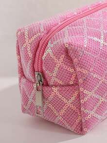 1PC Sequin Diamond-Pattern Pencil Case, For Storing Study And Office Desk Items,Back To School Portable Stationery Pouch For Students - Multicolor - View 9