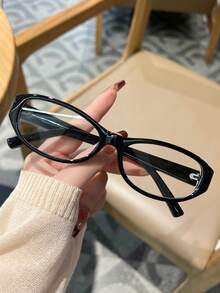 1PC Women's New Small Oval Frame Plain Lens Glasses, Vintage Style, Face-Flattering, Fashionable & Versatile, Suitable For Daily Wear, Home, Selfies, Commuting, Online, Office, Computer, Phone, Reading, Gaming - Clear - View 10