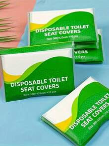 10-20-30-50-100pcs Disposable Toilet Seat Covers For Adults, Flushable And Portable, Essential Accessory For Airplane, Road Trip And Camping - Green - View 6