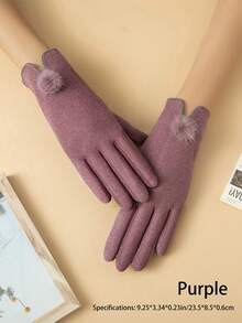 1pc Pink Women's Spring/Autumn/Winter Thermal Lined Touchscreen Rabbit Fur Minimalist Warm Windproof Student Gloves For Outdoor Sports, Cycling, Driving, Protection And Warmth - A - View 3