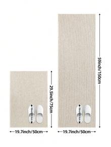 Polyester Material Minimalist Modern Style Fashion Woven Pattern Anti-Slip Easy To Clean Soothing Foot Pressure Relief Wear-Resistant Scratch-Resistant Waterproof Suitable For Kitchen Functional Floor Mat-1PC - Khaki - View 3