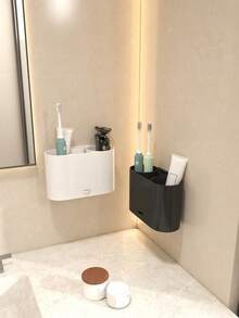 Toothbrush Holder, Suitable For Bathroom Vanity, Countertop Storage Rack, Wall-Mountable, Multi-Functional Storage, Can Hold Electric Toothbrush, Toothpaste And Razor, Bathroom Accessories - Multicolor - View 9