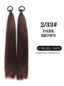 2 Packs Long Straight Ponytail Hair Extensions With Elastic Band, DIY Braided Ponytail, Suitable For Women And Girls, Black And Brown Synthetic Hair - Multicolor - View 13