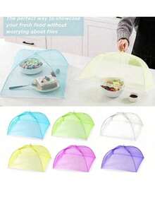 1pc White Foldable Food Cover - Fly & Insect Proof Mesh Cover, Kitchen & Outdoor Sunshade Essential, Pop-Up Mesh Design, Suitable For Parties, Picnics And BBQ; Reusable And Easy To Fold, Helps You Say Goodbye To Kitchen Fruit Flies And Flying Insects - Multicolor - View 5