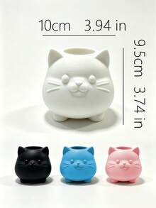 3D列印化妝品收納盒，居家辦公用品收納器，創意貓咪造型收納盒，桌面收納裝飾，適用於客廳、書房、臥室、浴室小物品收納，化妝品收納，房間裝飾 - 彩色 - 查看 9