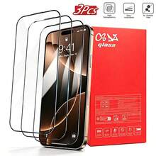 3 Pieces Set, Tempered Glass Screen Protector, Screen Printed Border, Impact Resistant, Scratch Resistant, Compatible With Phone Cases, Does Not Affect Use, Compatible With IPhone 11/12/13/14/15/16/6 Pro/16 Plus/16 Pro/16 Pro Max/17/17 Air/17 Pro/17 Pro Max/, Compatible With Samsung A03, Maintaining Screen Clarity. [International Version Non Local Version] - Multicolor - View 1